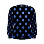 Polka Dots - Cornflower Blue on Black Women s Sweatshirt