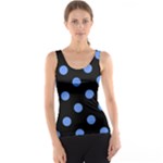 Polka Dots - Cornflower Blue on Black Tank Top