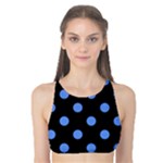 Polka Dots - Cornflower Blue on Black Tank Bikini Top