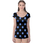 Polka Dots - Cornflower Blue on Black Boyleg Leotard (Ladies)