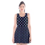 Polka Dots - Cornflower Blue on Black Scoop Neck Skater Dress