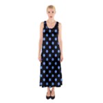 Polka Dots - Cornflower Blue on Black Full Print Maxi Dress