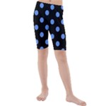 Polka Dots - Cornflower Blue on Black Kid s Mid Length Swim Shorts