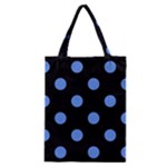 Polka Dots - Cornflower Blue on Black Classic Tote Bag