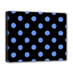 Polka Dots - Cornflower Blue on Black Deluxe Canvas 20  x 16  (Stretched)