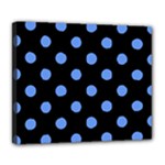 Polka Dots - Cornflower Blue on Black Deluxe Canvas 24  x 20  (Stretched)