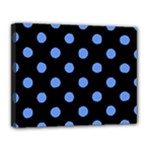 Polka Dots - Cornflower Blue on Black Canvas 14  x 11  (Stretched)