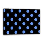 Polka Dots - Cornflower Blue on Black Canvas 18  x 12  (Stretched)