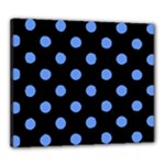 Polka Dots - Cornflower Blue on Black Canvas 24  x 20  (Stretched)