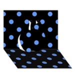 Polka Dots - Cornflower Blue on Black Apple 3D Greeting Card (7x5)