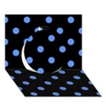 Polka Dots - Cornflower Blue on Black Circle 3D Greeting Card (7x5)