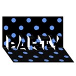 Polka Dots - Cornflower Blue on Black PARTY 3D Greeting Card (8x4)