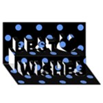 Polka Dots - Cornflower Blue on Black Best Wish 3D Greeting Card (8x4)