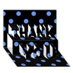 Polka Dots - Cornflower Blue on Black THANK YOU 3D Greeting Card (7x5)