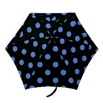 Polka Dots - Cornflower Blue on Black Mini Umbrella