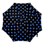 Polka Dots - Cornflower Blue on Black Hook Handle Umbrella (Medium)