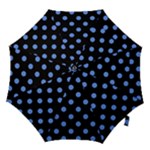 Polka Dots - Cornflower Blue on Black Hook Handle Umbrella (Small)