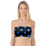 Polka Dots - Dodger Blue on Black Bandeau Top