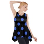 Polka Dots - Royal Blue on Black Side Drop Tank Tunic