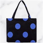 Polka Dots - Royal Blue on Black Mini Tote Bag