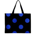 Polka Dots - Royal Blue on Black Zipper Mini Tote Bag