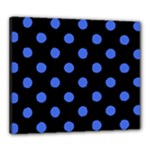 Polka Dots - Royal Blue on Black Canvas 24  x 20  (Stretched)