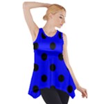 Polka Dots - Black on Blue Side Drop Tank Tunic