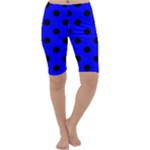 Polka Dots - Black on Blue Cropped Leggings