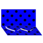 Polka Dots - Black on Blue Twin Heart Bottom 3D Greeting Card (8x4)