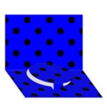 Polka Dots - Black on Blue Circle Bottom 3D Greeting Card (7x5)