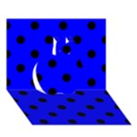 Polka Dots - Black on Blue Apple 3D Greeting Card (7x5)