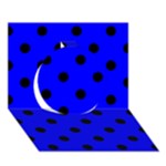 Polka Dots - Black on Blue Circle 3D Greeting Card (7x5)