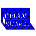 Polka Dots - Black on Blue Merry Xmas 3D Greeting Card (8x4)