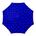 Polka Dots - Black on Blue Golf Umbrella