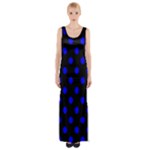 Polka Dots - Blue on Black Maxi Thigh Split Dress