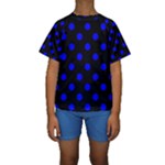 Polka Dots - Blue on Black Kid s Short Sleeve Swimwear