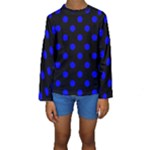 Polka Dots - Blue on Black Kid s Long Sleeve Swimwear