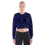 Polka Dots - Blue on Black Women s Cropped Sweatshirt