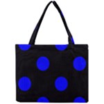 Polka Dots - Blue on Black Mini Tote Bag