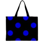 Polka Dots - Blue on Black Zipper Mini Tote Bag