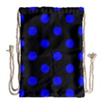 Polka Dots - Blue on Black Drawstring Bag (Large)