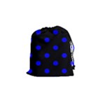 Polka Dots - Blue on Black Drawstring Pouch (S)