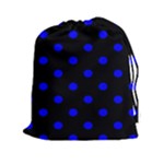 Polka Dots - Blue on Black Drawstring Pouch (XXl)