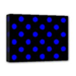 Polka Dots - Blue on Black Deluxe Canvas 16  x 12  (Stretched)