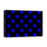 Polka Dots - Blue on Black Deluxe Canvas 18  x 12  (Stretched)