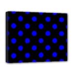 Polka Dots - Blue on Black Deluxe Canvas 20  x 16  (Stretched)