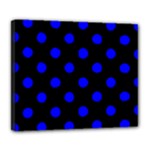 Polka Dots - Blue on Black Deluxe Canvas 24  x 20  (Stretched)