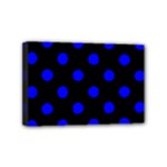 Polka Dots - Blue on Black Mini Canvas 6  x 4  (Stretched)