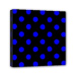 Polka Dots - Blue on Black Mini Canvas 6  x 6  (Stretched)