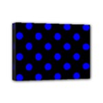 Polka Dots - Blue on Black Mini Canvas 7  x 5  (Stretched)